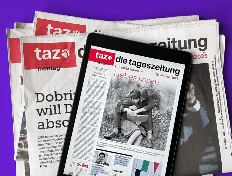 taz Zeitungen Stapel